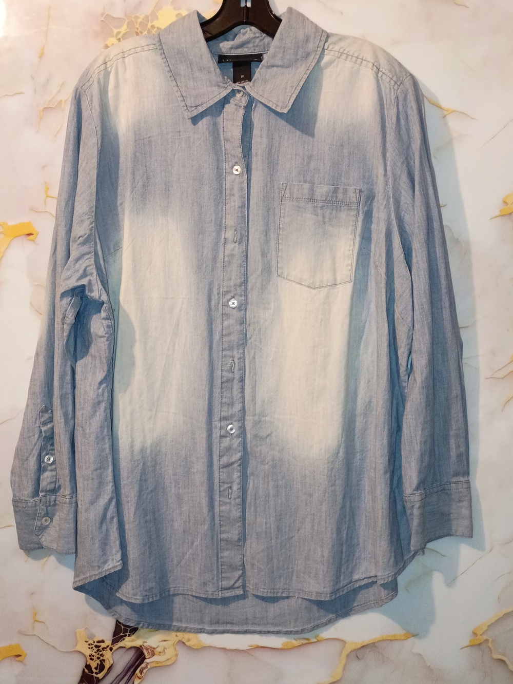 Lane Bryant Light Blue Washed Button-Down Shirt